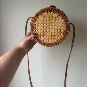 Round Rattan Cane Purse